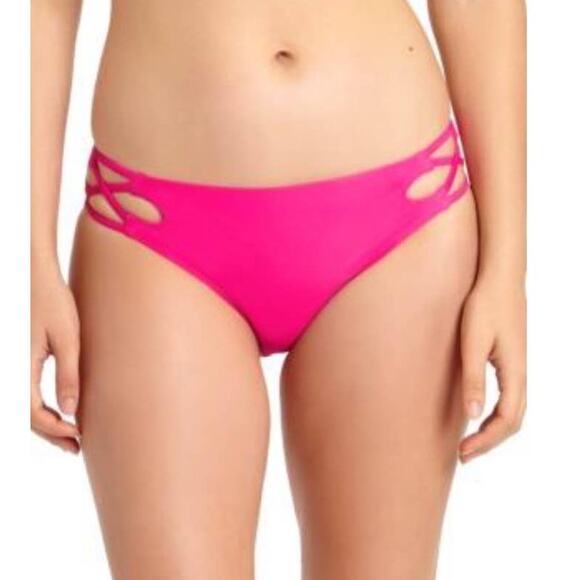 California Wave Hot Pink Strappy Caged Bikini Bottom - S - Picture 1 of 4